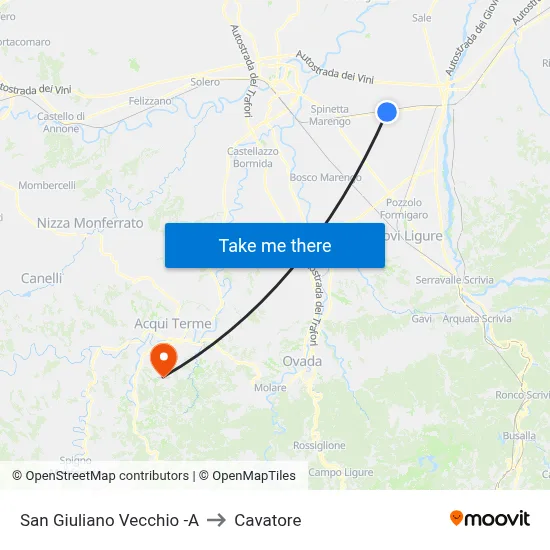 San Giuliano Vecchio -A to Cavatore map