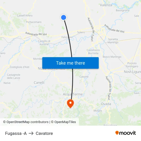 Fugassa -A to Cavatore map
