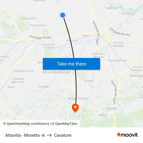 Altavilla - Moretta -A to Cavatore map