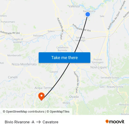 Rivarone Junction -A to Cavatore map