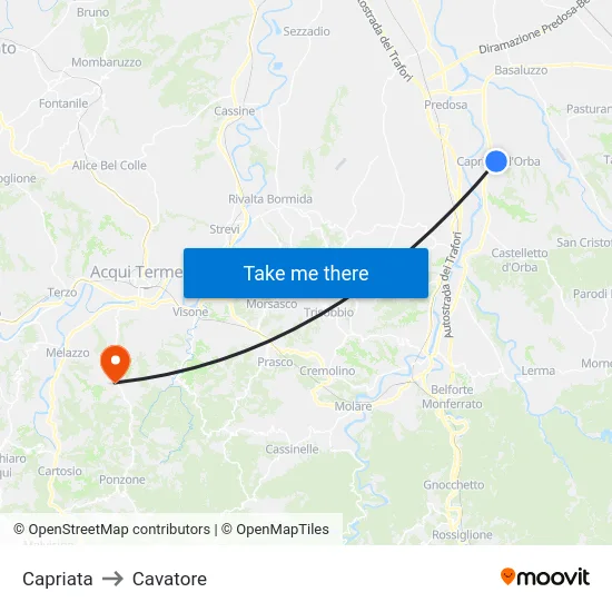 Capriata to Cavatore map