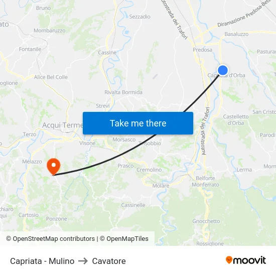 Capriata - Mill to Cavatore map
