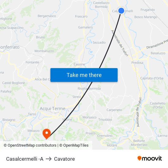 Casalcermelli -A to Cavatore map