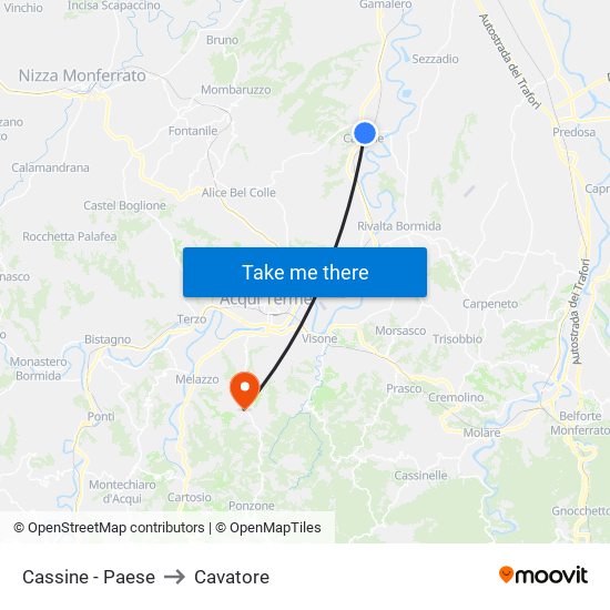 Cassine - Paese to Cavatore map