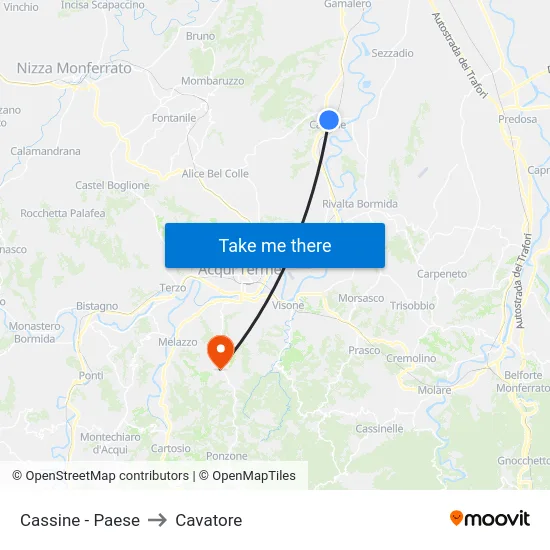Cassine - Village to Cavatore map