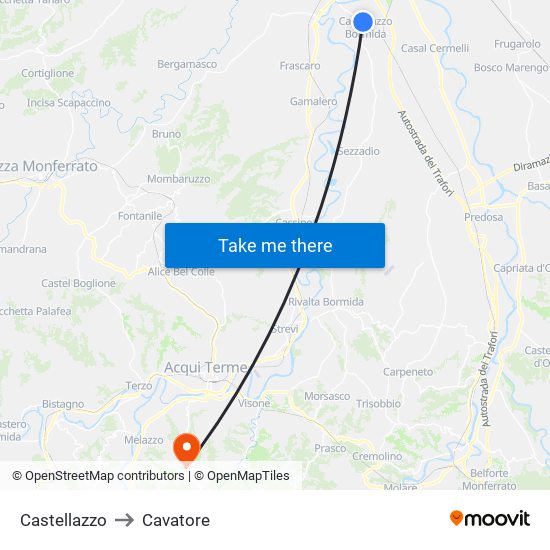 Castellazzo to Cavatore map