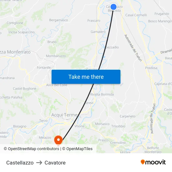 Castellazzo to Cavatore map