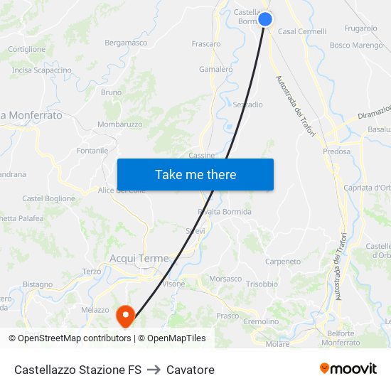 Castellazzo Stazione FS to Cavatore map