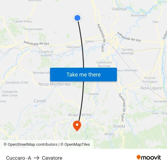 Cuccaro -A to Cavatore map