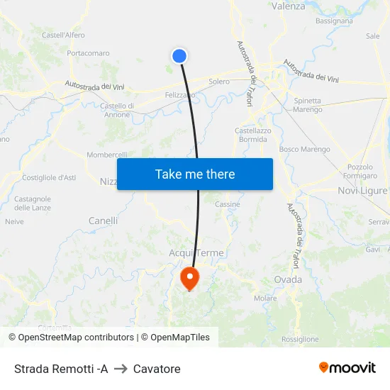 Strada Remotti -A to Cavatore map