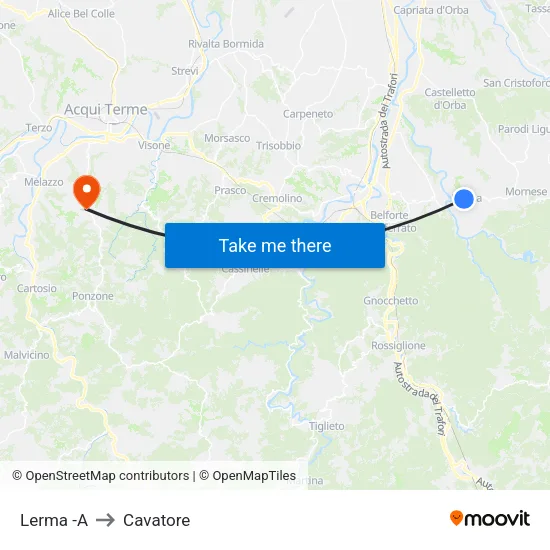 Lerma -A to Cavatore map