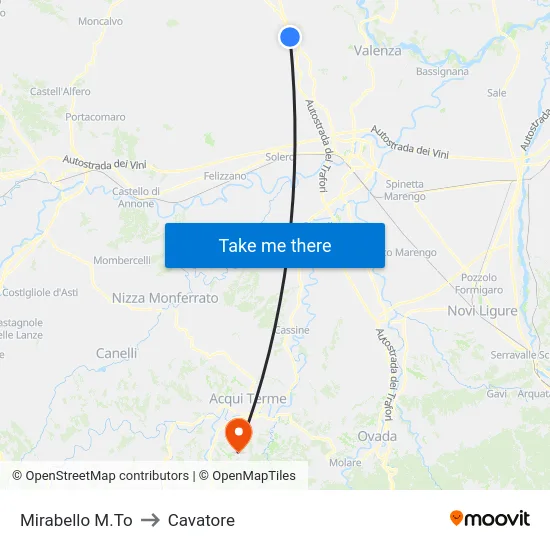 Mirabello M.To to Cavatore map
