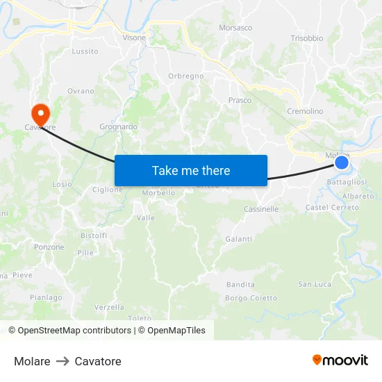 Molare to Cavatore map