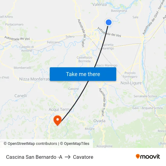Cascina San Bernardo -A to Cavatore map