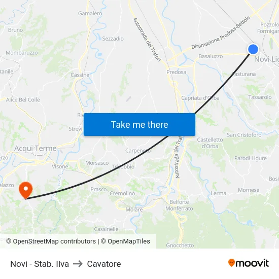 Novi - Stab. Ilva to Cavatore map