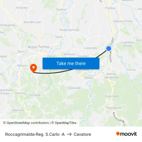 Roccagrimalda-Reg. S.Carlo -A to Cavatore map