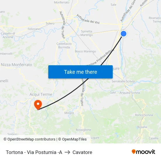 Tortona - Postumia Street -A to Cavatore map