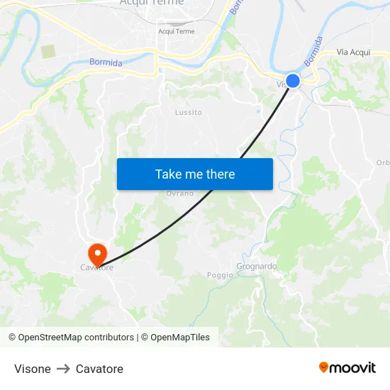 Visone to Cavatore map