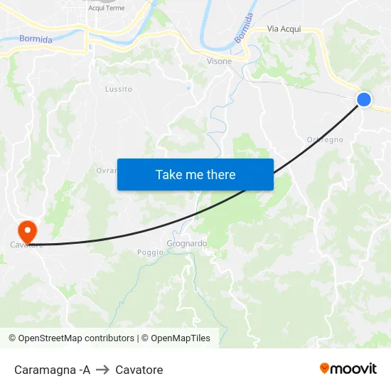 Caramagna -A to Cavatore map