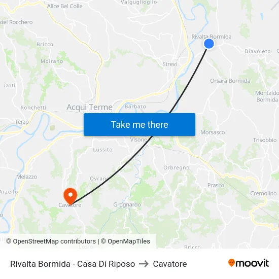 Rivalta Bormida - Casa Di Riposo to Cavatore map