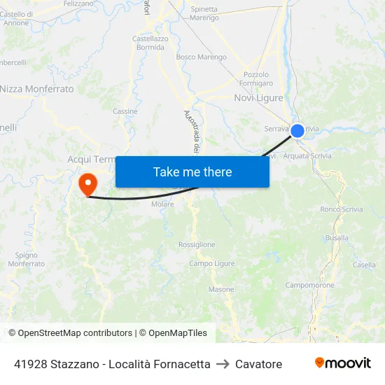 41928 Stazzano - Fornacetta Location to Cavatore map