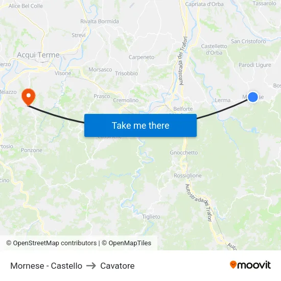 Mornese - Castle to Cavatore map