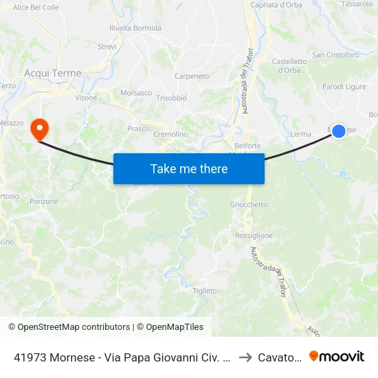 41973 Mornese - Via Papa Giovanni Civ. 24 to Cavatore map