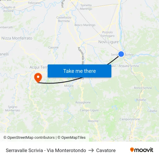 Serravalle Scrivia - Via Monterotondo to Cavatore map