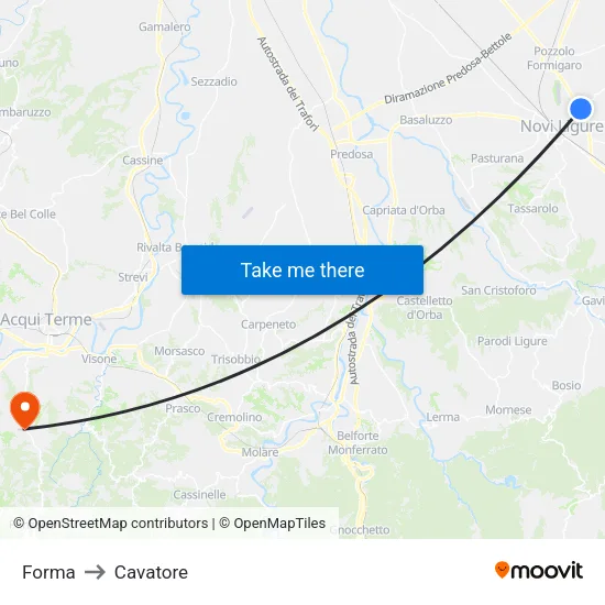 Forma to Cavatore map