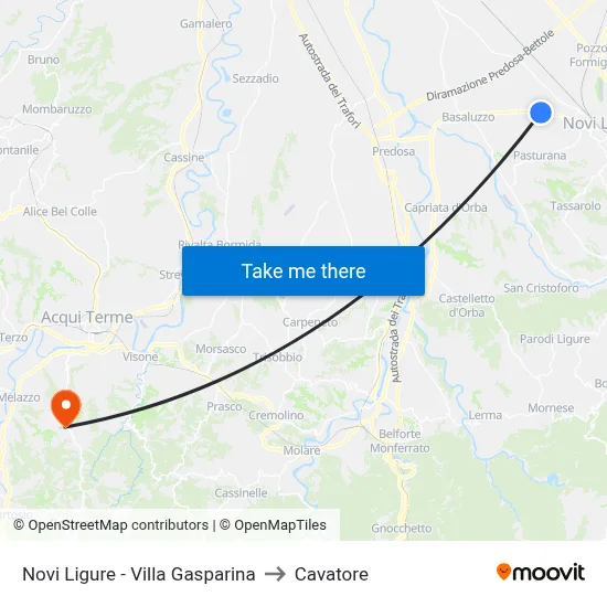 Novi Ligure - Villa Gasparina to Cavatore map