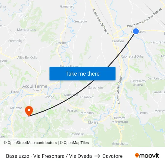 Basaluzzo - Fresonara Street / Ovada Street to Cavatore map