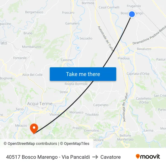 Bosco Marengo - Pancaldi Street to Cavatore map