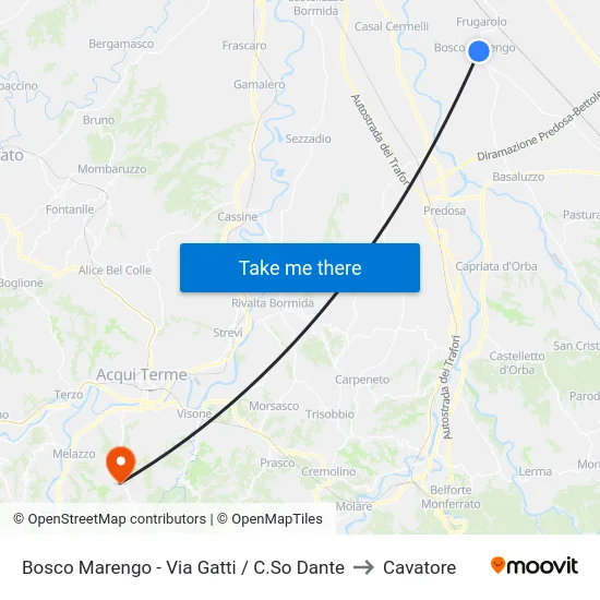 Bosco Marengo - Gatti St / Dante Ave to Cavatore map