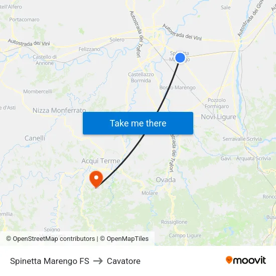 Spinetta Marengo FS to Cavatore map