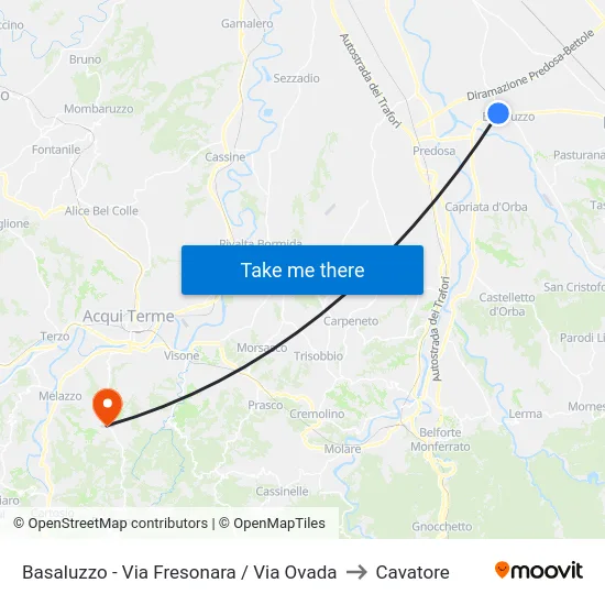 Basaluzzo - Fresonara Street / Ovada Street to Cavatore map