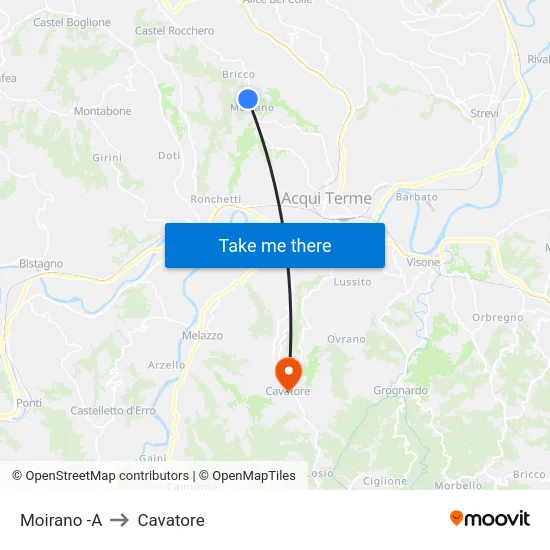 Moirano -A to Cavatore map