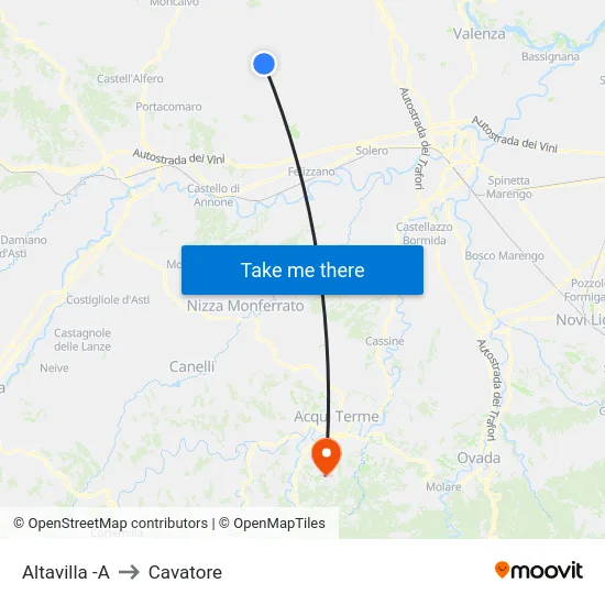 Altavilla -A to Cavatore map