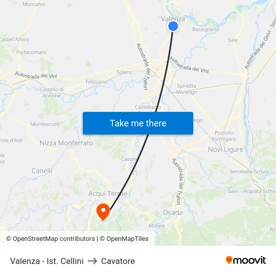 Valenza - Ist. Cellini to Cavatore map