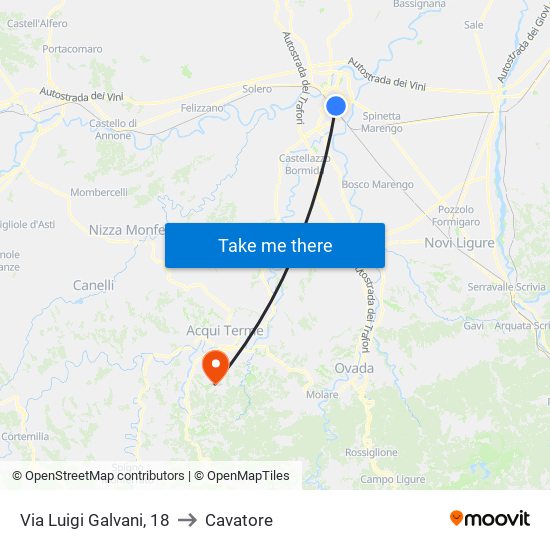 Via Luigi Galvani, 18 to Cavatore map