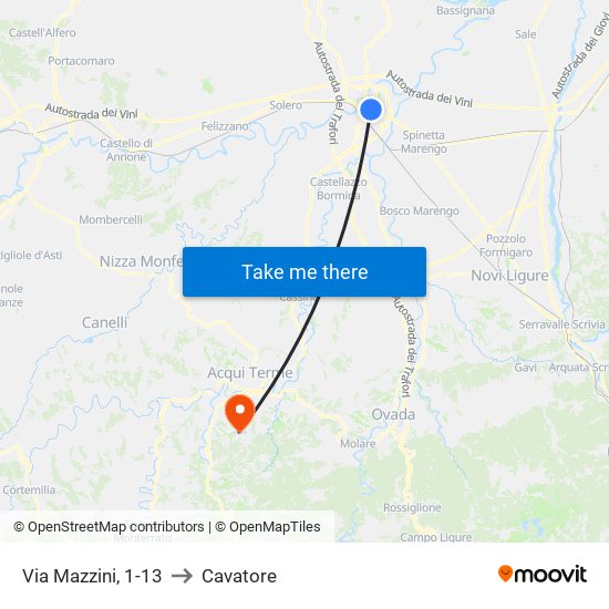 Via Mazzini, 1-13 to Cavatore map