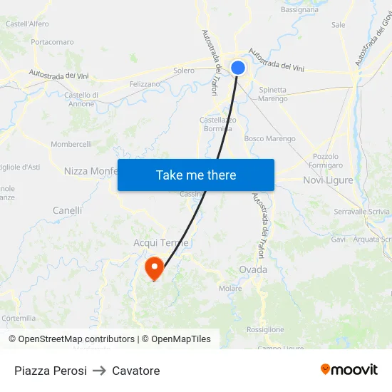 Piazza Perosi to Cavatore map