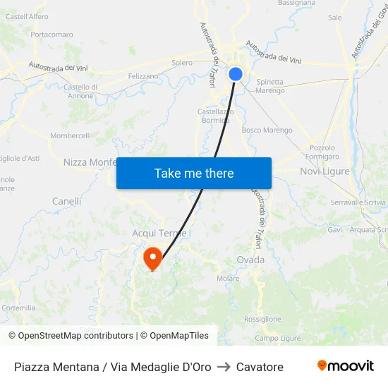 Piazza Mentana / Via Medaglie D'Oro to Cavatore map