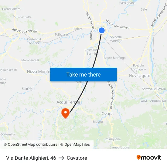 Dante to Cavatore map