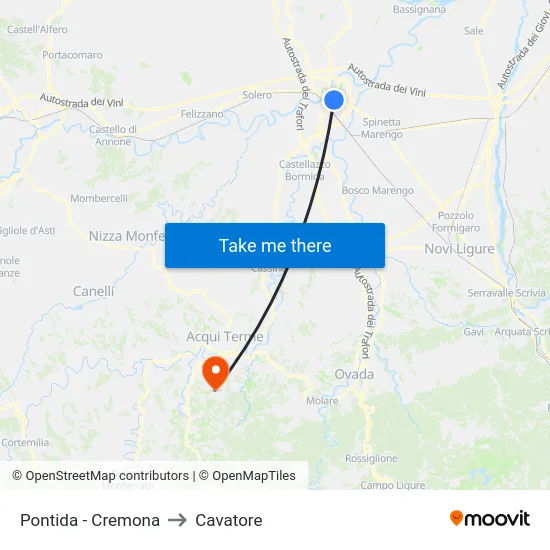 Pontida - Cremona to Cavatore map