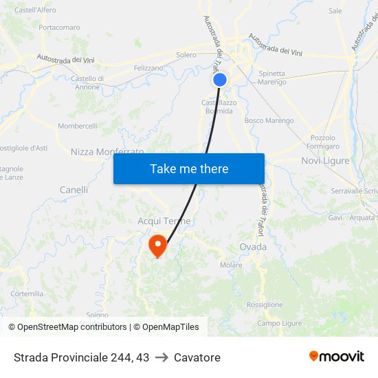 Strada Provinciale 244, 43 to Cavatore map