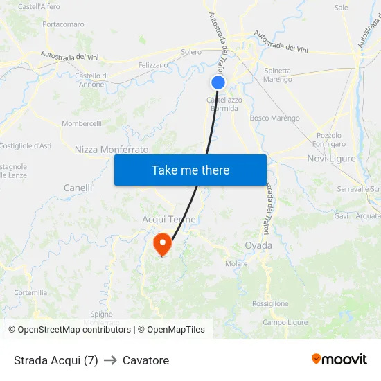 Strada Acqui (7) to Cavatore map