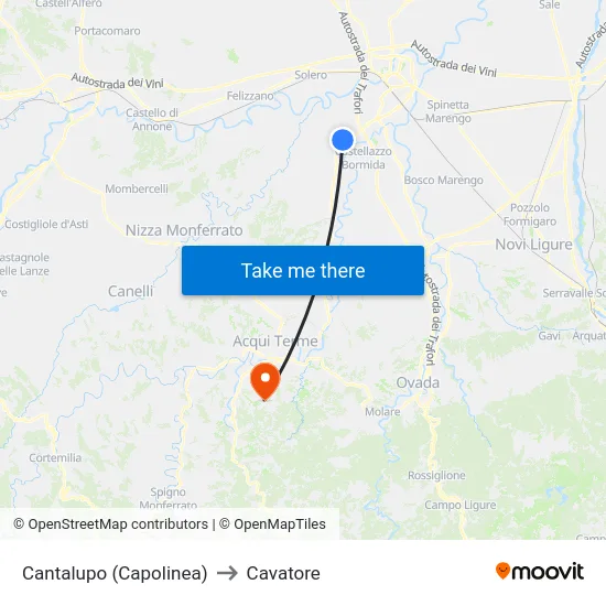 Cantalupo (Capolinea) to Cavatore map