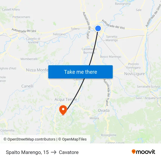 Spalto Marengo, 15 to Cavatore map