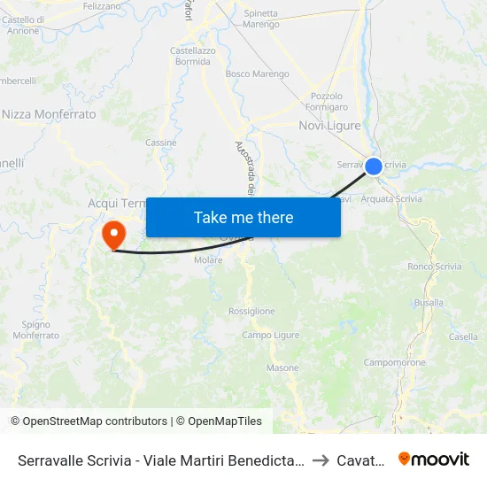 Serravalle Scrivia - Viale Martiri Benedicta Ss35 to Cavatore map