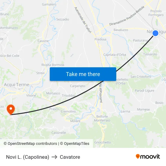 Novi L. (Capolinea) to Cavatore map